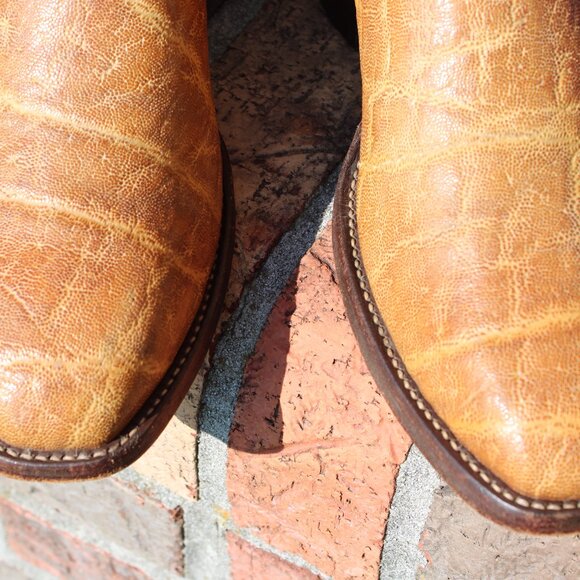 🐘 Ponder Custom Elephant Cowboy Boots | Tan | French Toe | Men’s 9 D | Boutique - Picture 5 of 9